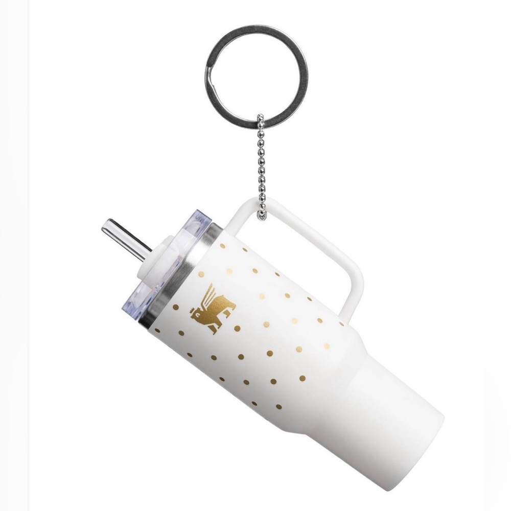 NWT☀️Stanley Gold Polka Dot Tumbler Ornament Keychain